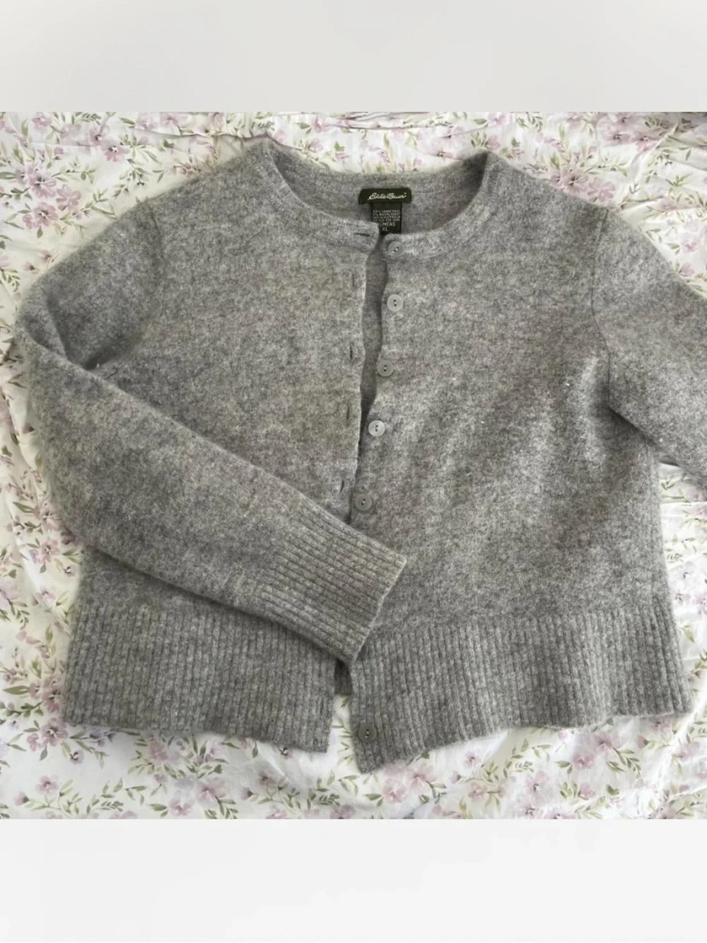 Eddie Bauer Gray Wool Women's Button-Up Crewneck Cardigan
